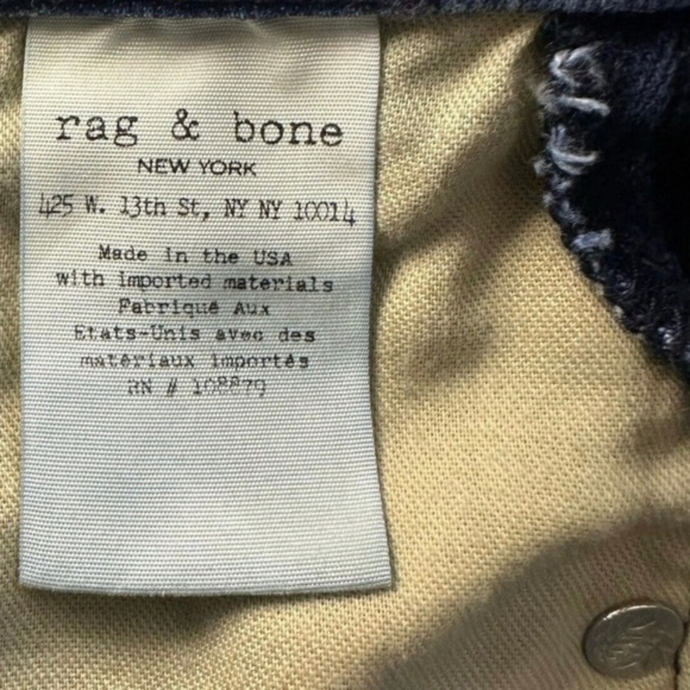 Rag & Bone Mazie Jeans Sz 27x25.5 Double Indigo Tuxedo Racing Panel Crop Skinny - Picture 12 of 14